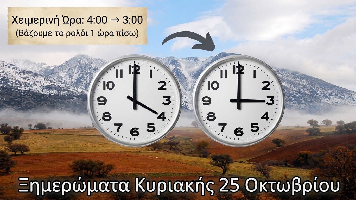 Αλλάζει η ώρα Ξημερώματα Κυριακής 25 Οκτωβρίου